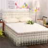 3pcs Set Bed Spread Princess Lace Bed Skirt Solid Color Luxury King Queen Bedspread with 2pcs Pillowcase