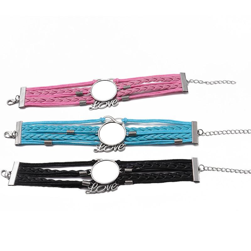 Sublimation Woven Leather Rope Bracelet Casual Jewelry Bracelets DIY Heat Transfer Blanks For Creative Fashion Jewelry Gifts