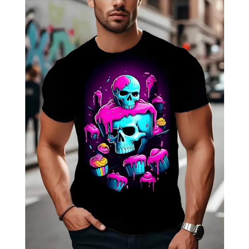 Fashion Men s Crew Neck Short Sleeve 3D Abstract Color Printing Abstract Short Sleeve Crew Neck T-Shirt XS