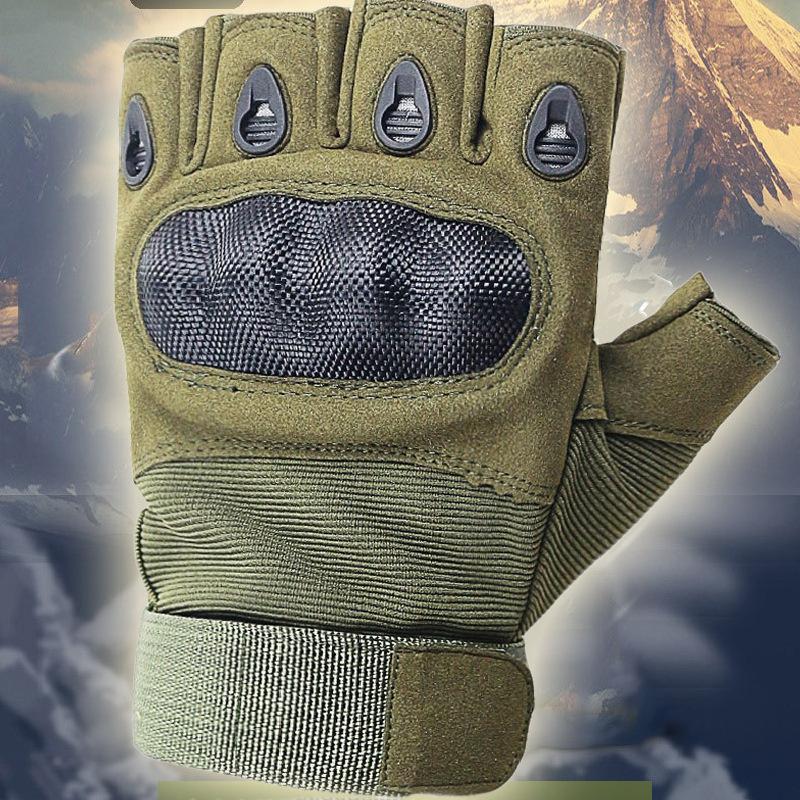 

Tactical gloves riding half finger cloth shell design non-slip sun leakage finger fighting riding self-defense training gloves M армія зелений колір
