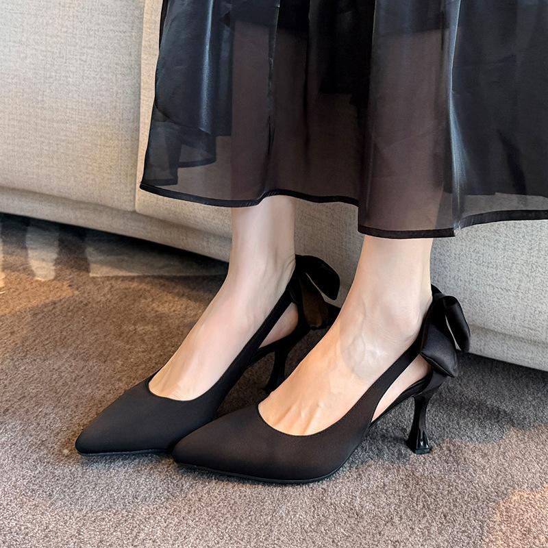 

High Heels Women Bowknot Versatile Design Women Shoes Super Big Size 45 Plus Size Heels 44 45 Shoes High 35