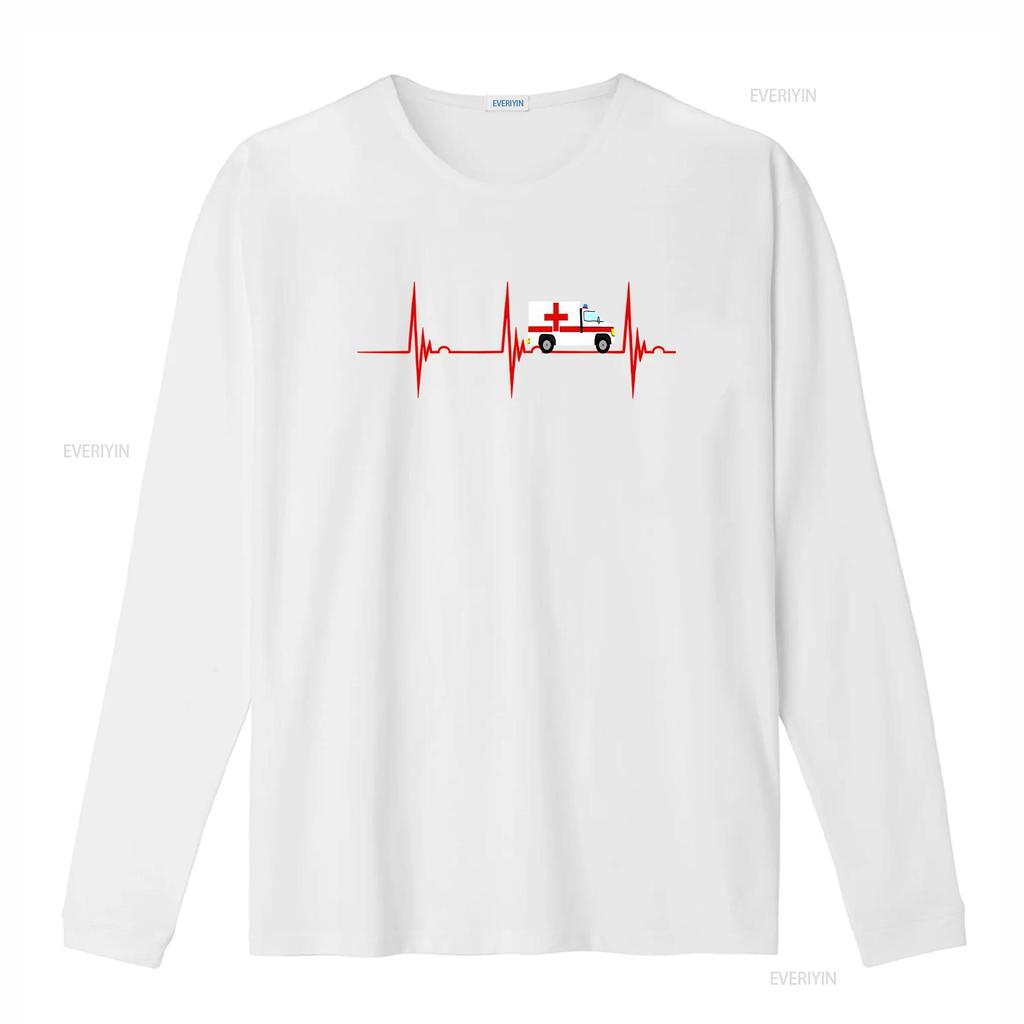 Ambulance Emergency Services Heartbeat EKG Pulse Medical T Shirt vintage Washed Stretched Soft streetwear Versatile Breathable