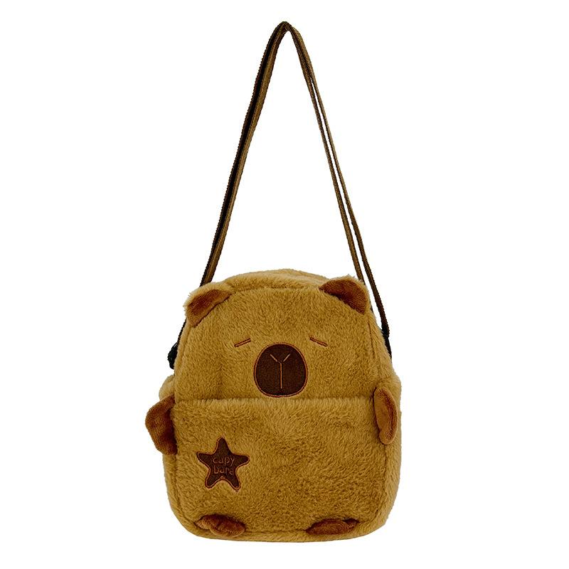 2025 new small bag autumn and winter cute cartoon plush mobile phone bag walking oblique span bag