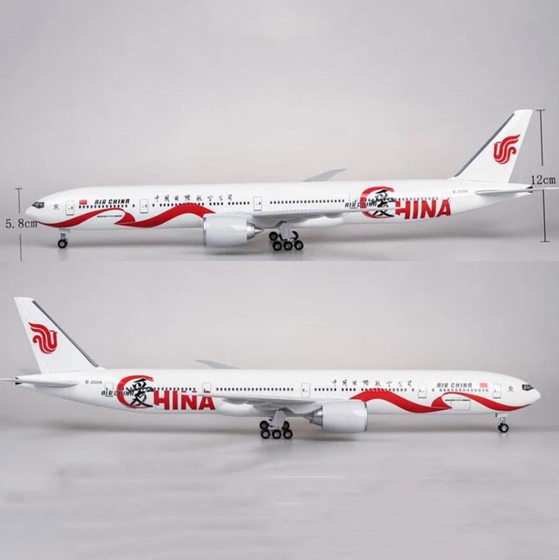 Decorative B777 Resin 47CM 1:157 Scale Diecast Model Plane Air China International Airlines Display Airplane Collection With LED