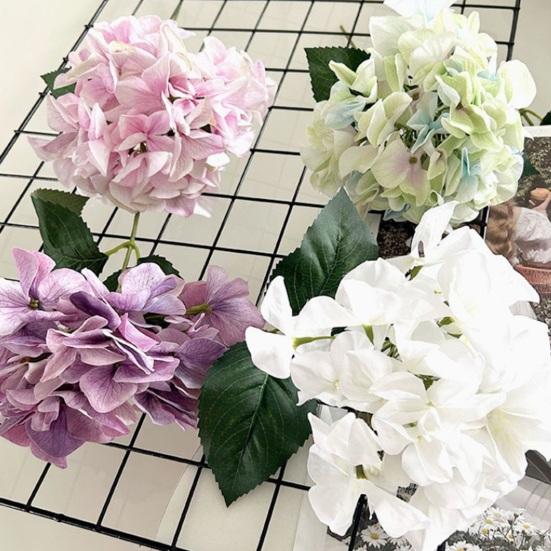 Real Touch Artificial Hydrangea Flower 14 Inch Large Full Faux Silk Hydrangea Flower with Stem for Floral Arrangement Home Table