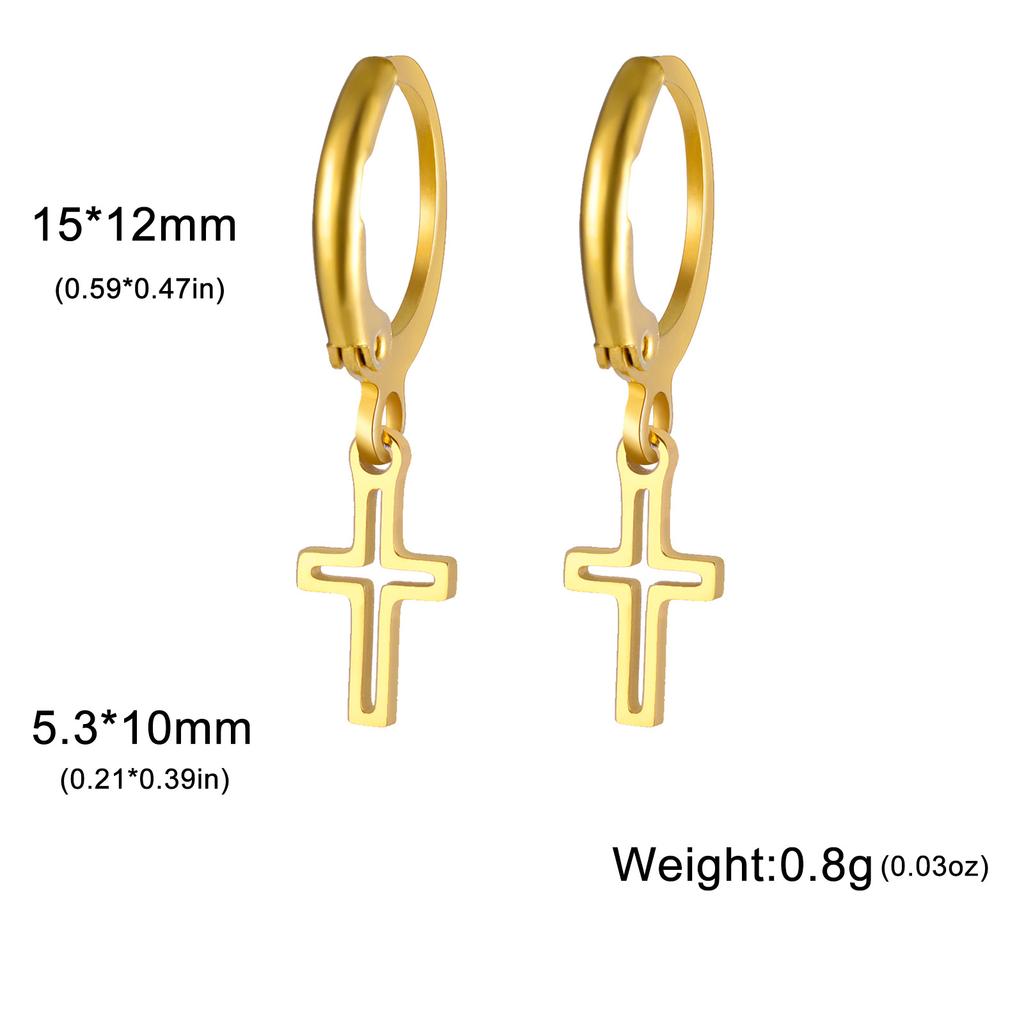 Golden Pendant Hoop Earrings with Heart Hexagon Snake Cross Butterfly Flower Bird Jewelry Gift