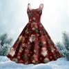 Women's Christmas Print Casual Fashion Round Neck Mid-Length Dress