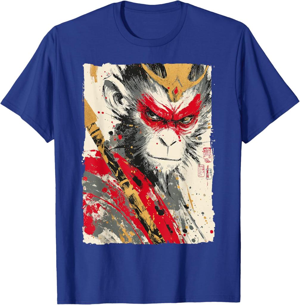 Sun Wukong Monkey King Fierce Japanese Art Graphic Tee Breathable Cotton Casual TShirt For Men