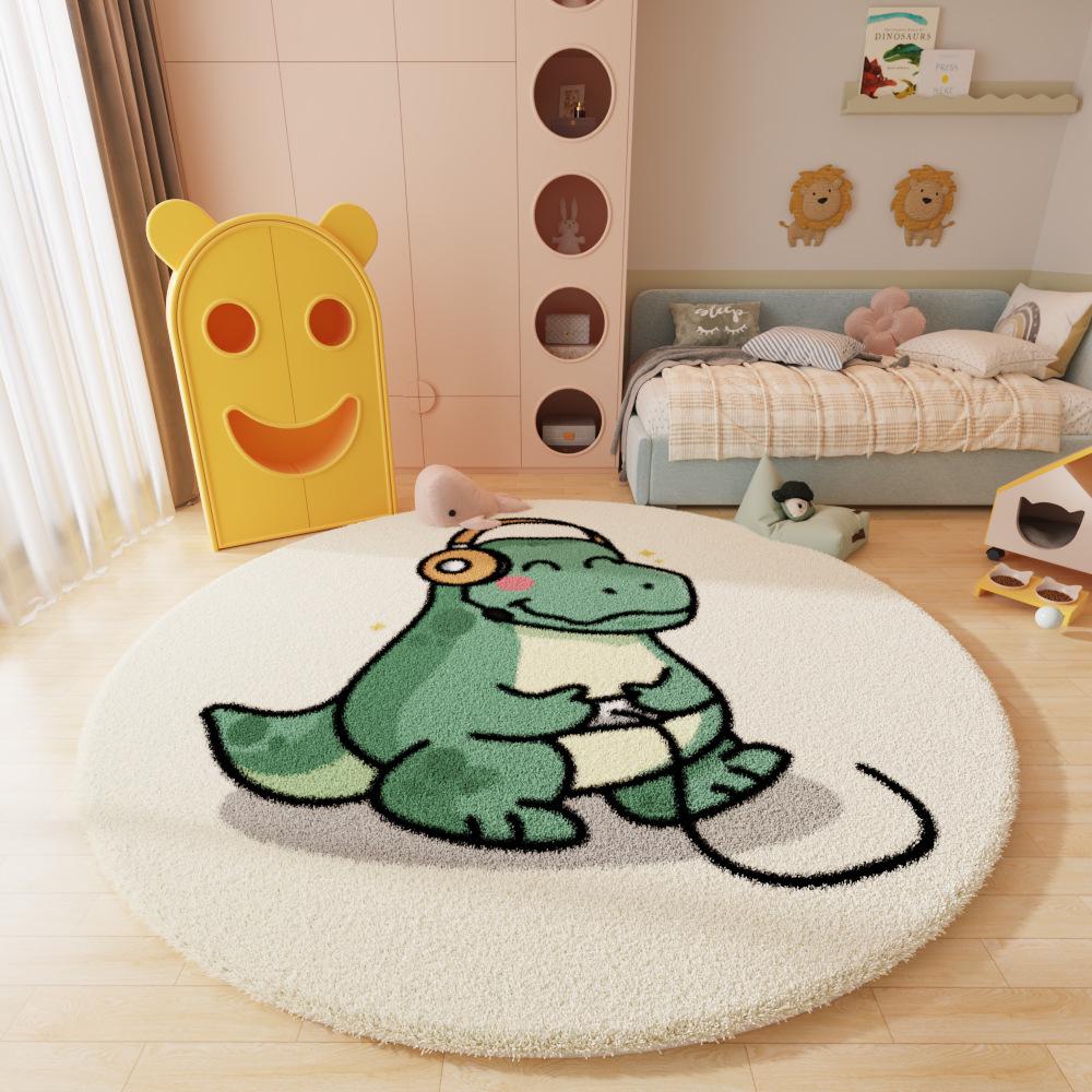 Runder Cartoon-Teppich im nordischen Stil für Wohnzimmer, Arbeitszimmer oder Schlafzimmer – Kinder-Couchtischmatte und Nachttischvorleger