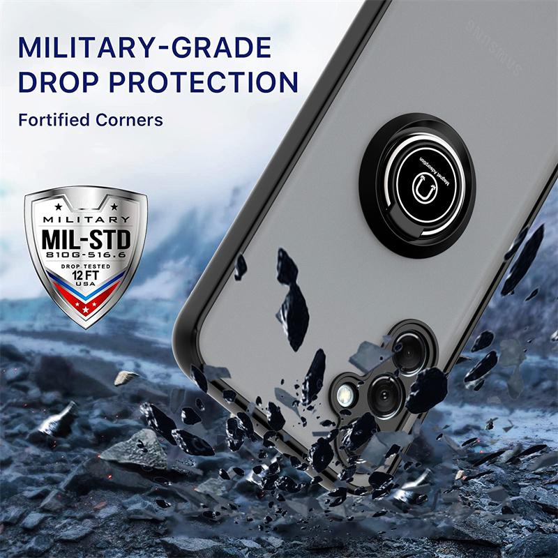 Matte Translucent Phone Case For Samsung A56 A16 A26 A36 A55 A35 A15 A54 A34 A14 A25 Magnetic Ring Holder Protector Cover
