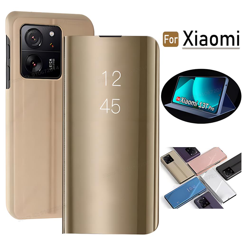 For Xiaomi 13T 14T Pro Case For Xiaomi 14 13 12 10T 11T 12T Pro Mirror Flip Bracket Phone Cover For Xiaomi 13 12 11 Lite 5G Case