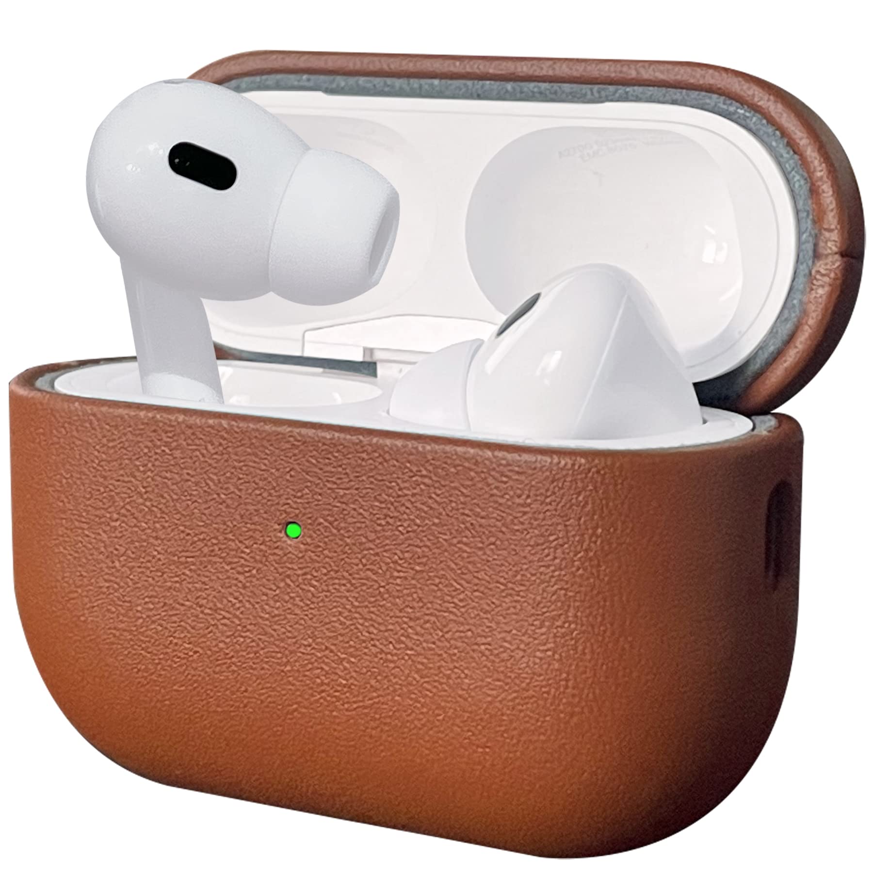 

Egg Leather Case for AirPods Pro 2 Genuine Leather Shockproof Protective Case amesoba™ (2nd Generation) [USB-C Compatible] Case, (Brown) коричневий