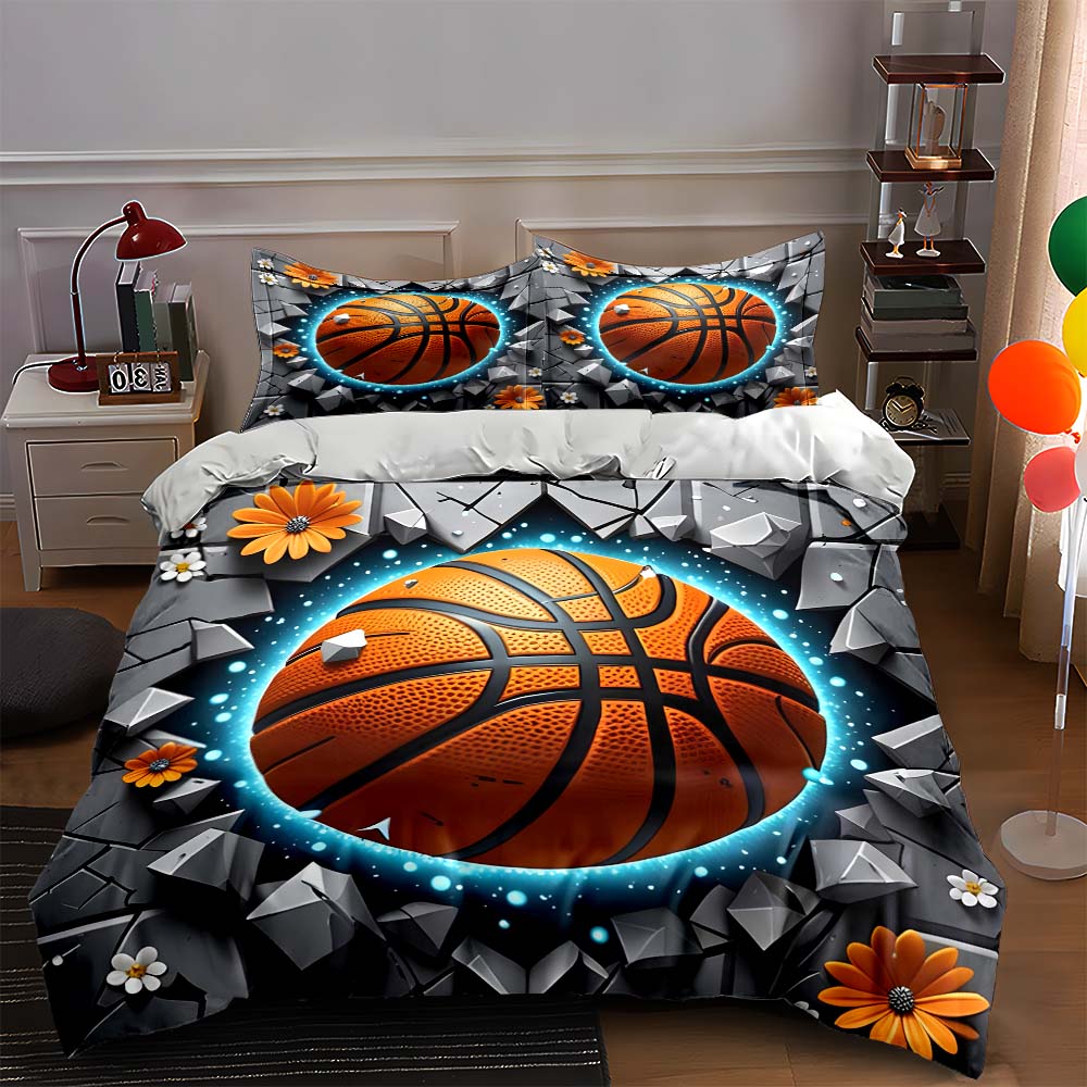 

Basketball breaking background. Bedding Duvet cover sets Duvet covers Pillowcases gifts (1 * Duvet Cover 2 * Pillowcases, without duvet insert) 135x200cm