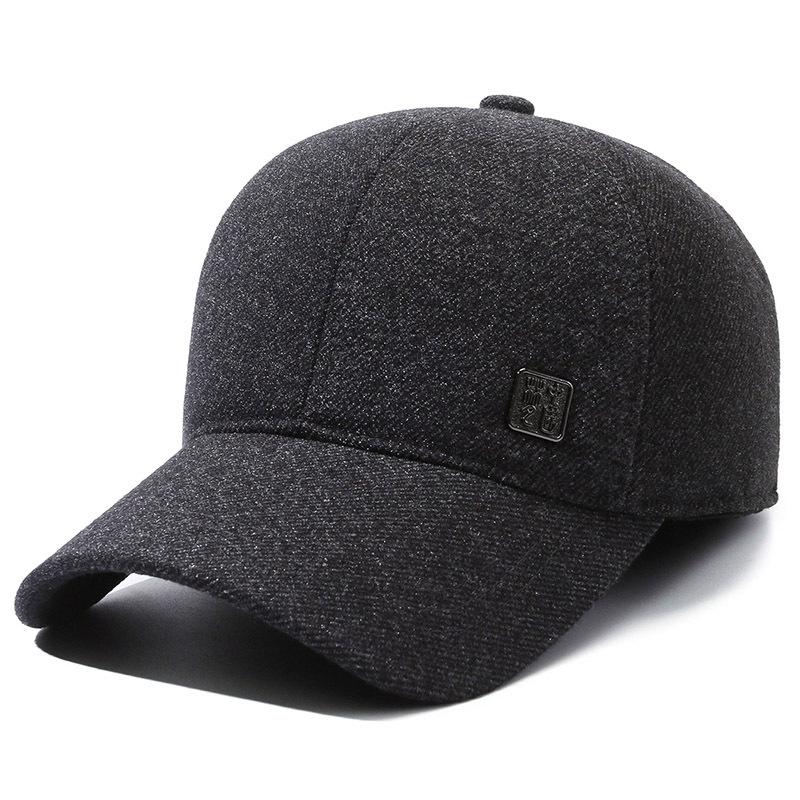 Men'S Thermal Ear Protection Cap Middle-Aged And Elderly Cotton Hat Dad Hat Cold-Proof Cap Outdoor Piled Thick Baseball Cap