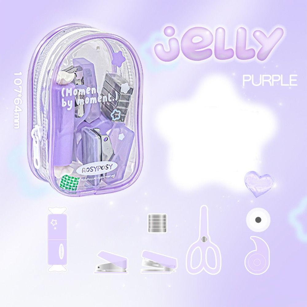 

Portable Mini Punch Stapler Kit INS Punch Machine Kit Korean Scrapbook Tools Set Binding Tool фиолетовый