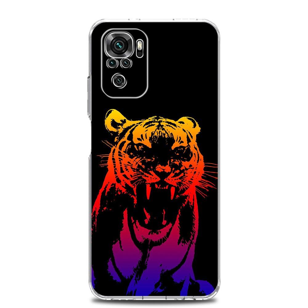 New Square Clear Soft Phone Case For Xiaomi Redmi Note 12 11 9S 9 8 10 Pro+ 7 8T 9C 9A 8A K40 Gaming Cover Tiger neon Leopard