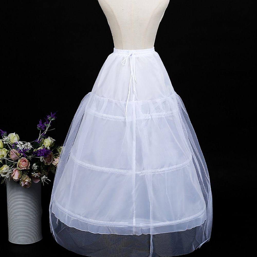 Damen 3-Reifen Petticoat Krinoline Unterrock für Hochzeit Ballkleid Tutu Tüll Unterröcke Rock