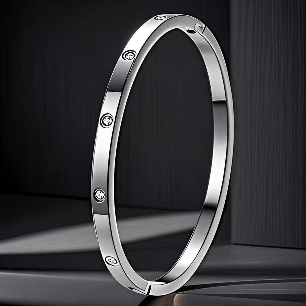 Women s Titanium Steel Diamond Bracelet - Elegant, Non-Fading Fashion Jewelry