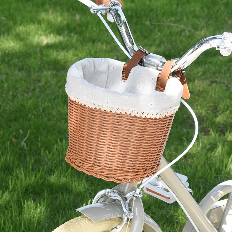 Hand-Woven Bicycle Basket Suitable for Commuter, Balance Bike & Bike Frame - Rustic Bike Basket with Lining, Durable Bike Carrier for Front Wheel Rack