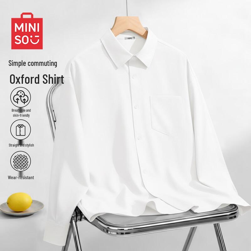 MINISO Men's Long-Sleeve Oxford Casual Shirt