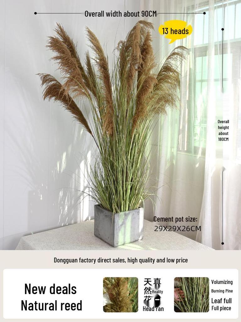 Natural Reed Faux Flowers & Potted Greenery for Home Decor