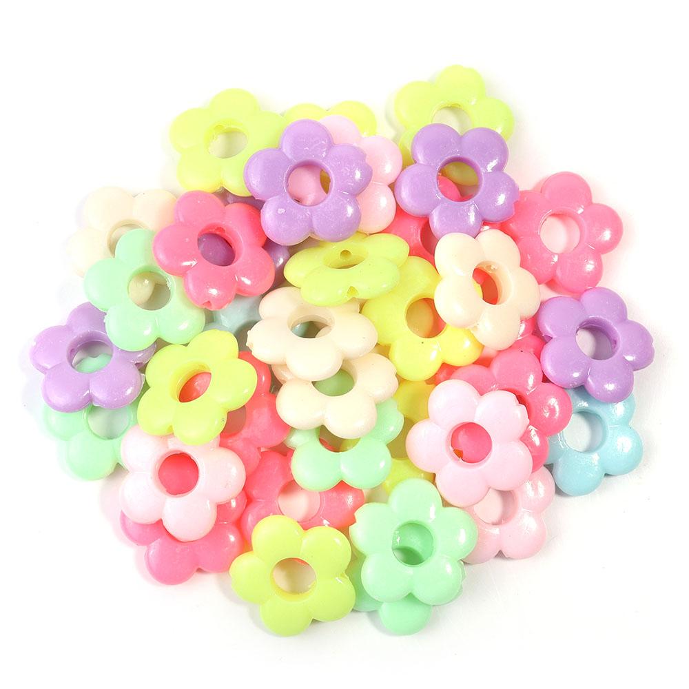 50pcs/Lot 19mm Jelly color Plum Blossom Plastics Beads for Jewelry Making Big Hole Loose Spacer Flower Beads DIY Bracelets