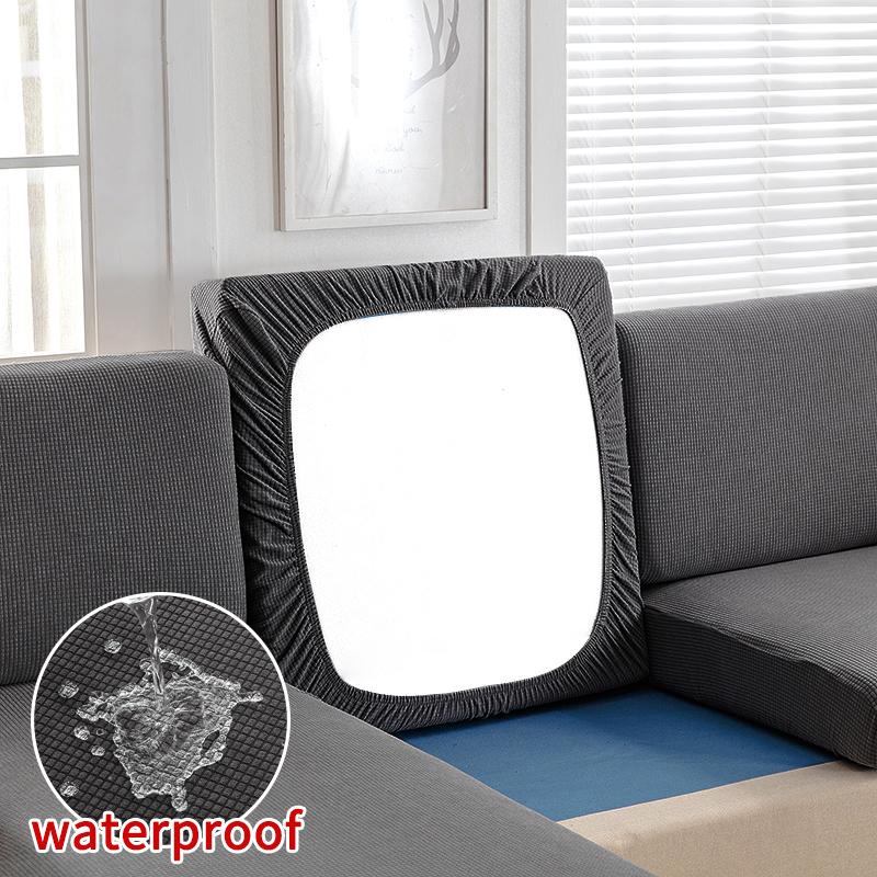 Waterproof Thicken Fabric Seat Cushion Cover Elastic Jacquard Sofa Cover For Living Room Corner L-Shape Furniture Sofa Slipcover