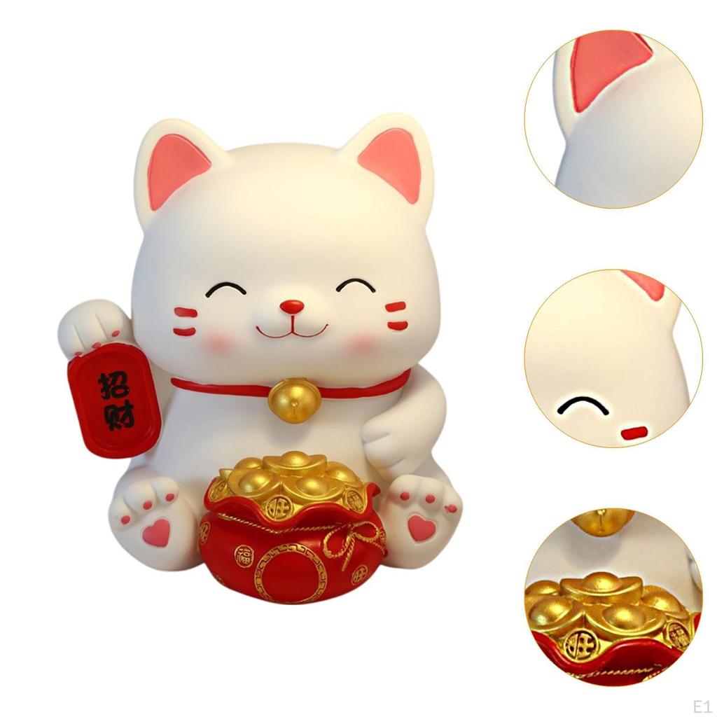 Fortune Kitten Saving Pot, Cat Figurine, Lucky Statue, Money Animal Piggy Bank for