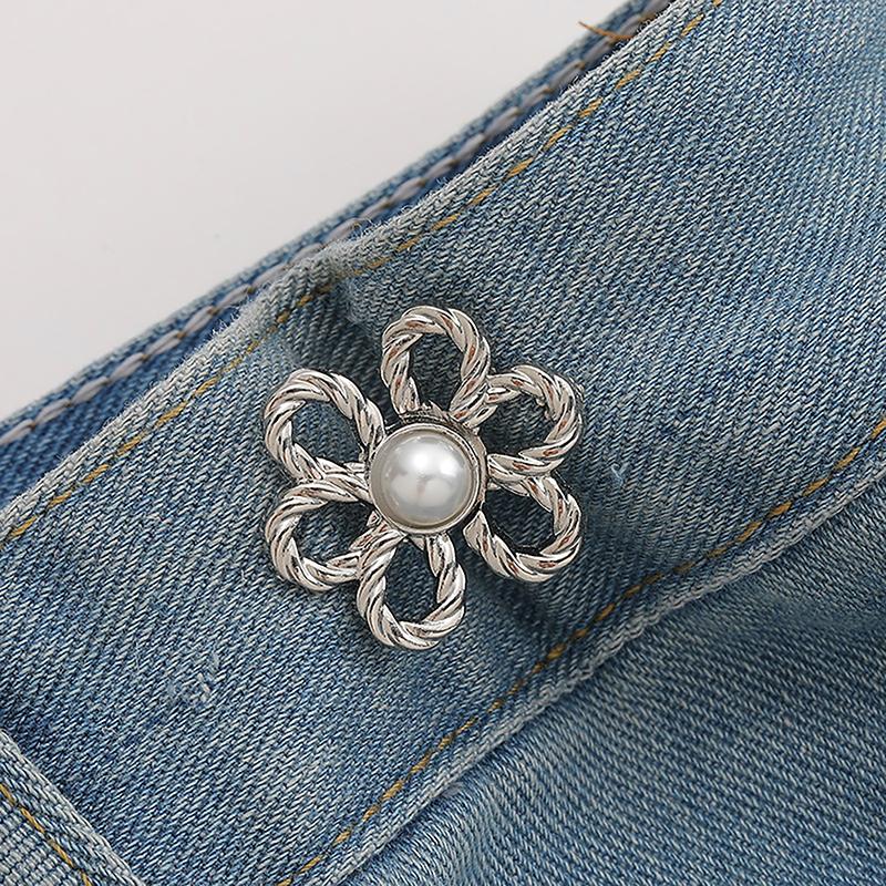 Reusable Detachable Waistband Flower Buttons Tool Jeans Waist Buckle Adjustment Button For Pants Jeans Waist Clip