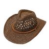 Cowboy Straw Hat With Wide Brim For Summer Outdoor Sunshade And Casual Wear