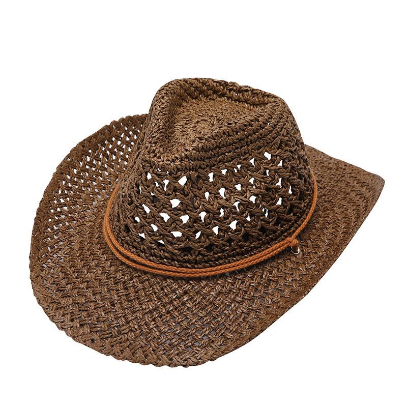 Cowboy Straw Hat With Wide Brim For Summer Outdoor Sunshade And Casual Wear