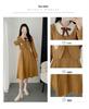 Butterfly Brooch Corduroy Dress: Women's Faux Two-Piece A-Line in French Academy Style for Autumn/Winter