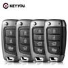 KEYYOU 1PCS New Folding Flip Smart Car Key Fob For HYUNDAI Tucson Elantra Accent Solaris Kona Verna 2017+ 3/4 Buttons Key Shell