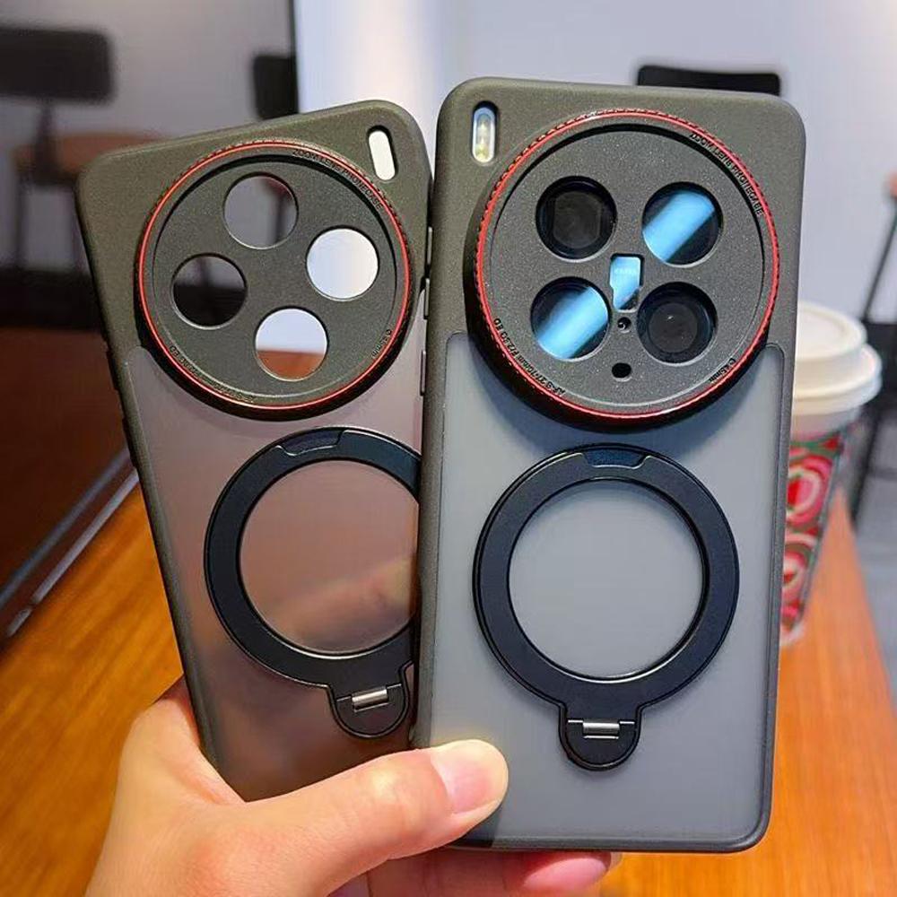 Manyetik Tutucu Stand Kılıfı Vivo X200 Ultra X200s X200 Pro Mini İçin 360° Dönebilir Düşme Önleyici Kamera Korumalı Darbeye Dayanıklı Kılıf