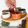Schalen-Set auf Holztablett zum Servieren von Saucen, Snacks 139748