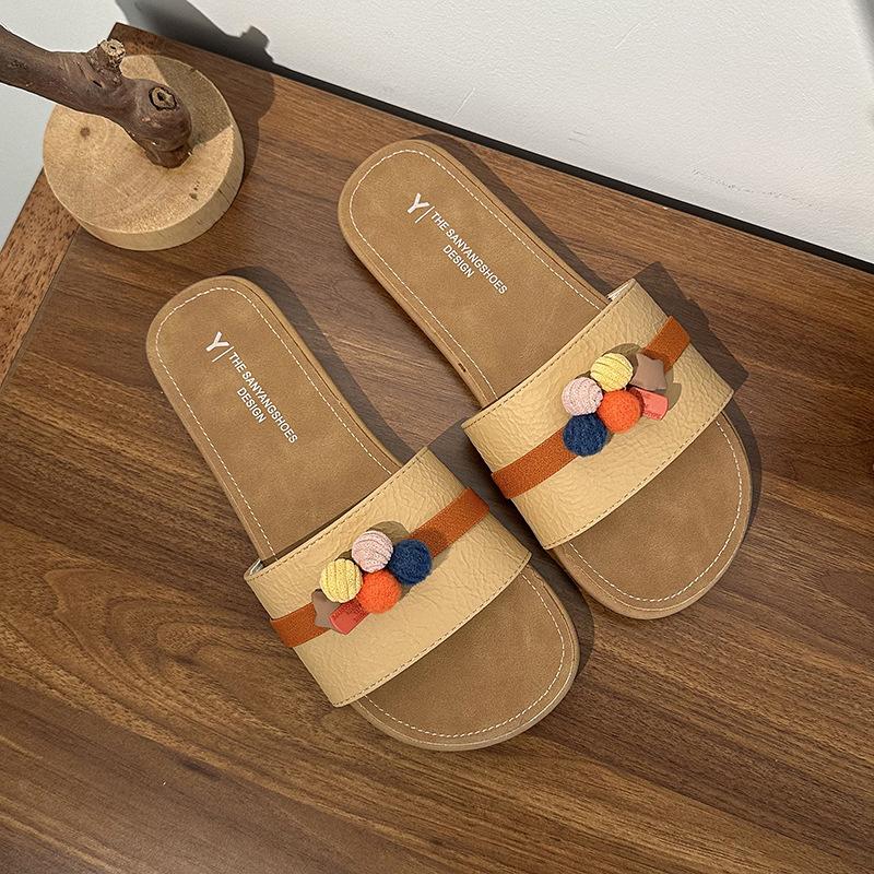 

Европейский и американский большие размеры, сочетание цветов, лето 2025, новинка, круглый носок, толстая подошва, модный повседневный верхний слой, сандалии на одном ремешке, женские 40