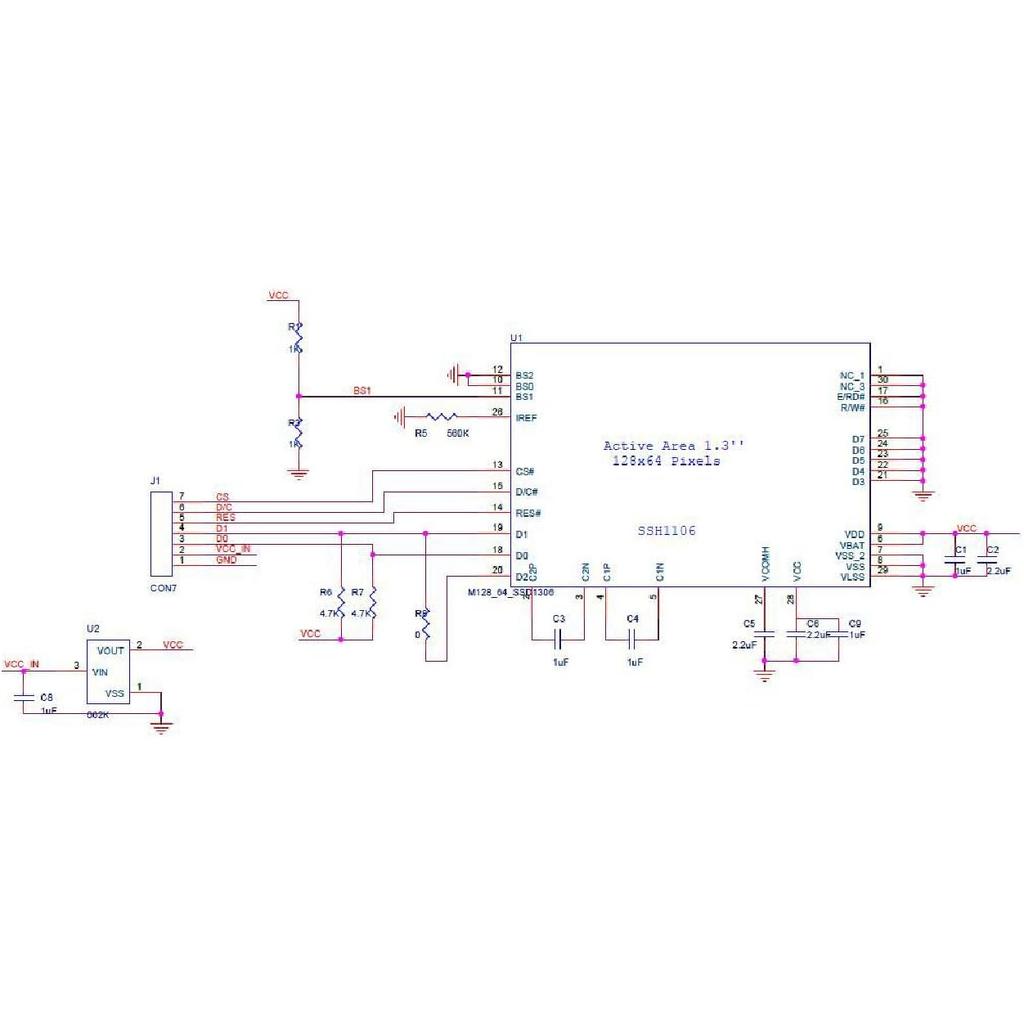 HiLetgo 1.3" SPI 128x64 SSH1106 OLED LCD Display LCD Module for Arduino AVR STM32