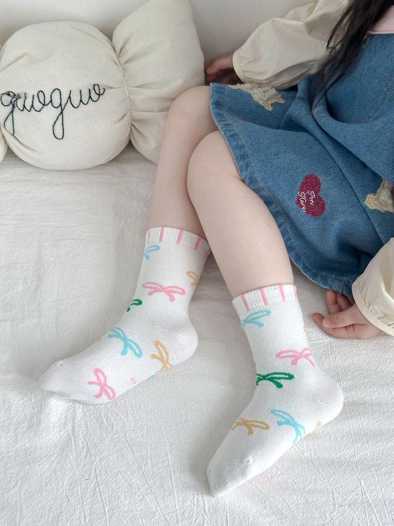 Дитячі осінні шкарпетки до середини гомілки з мультяшними горошками - Універсальний корейський стиль для хлопчиків та дівчаток