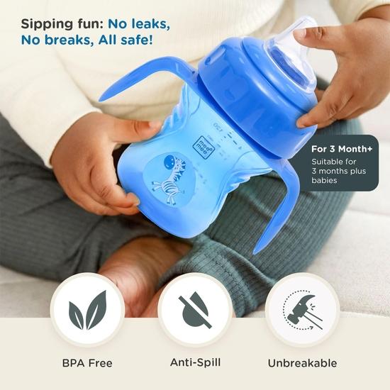 Mee Mee Anti Spill, Interchangeable Sipper/Sippy Cup 150ml with Soft Silicone Spout and Straw BPA Free, 6m+ (Blue)