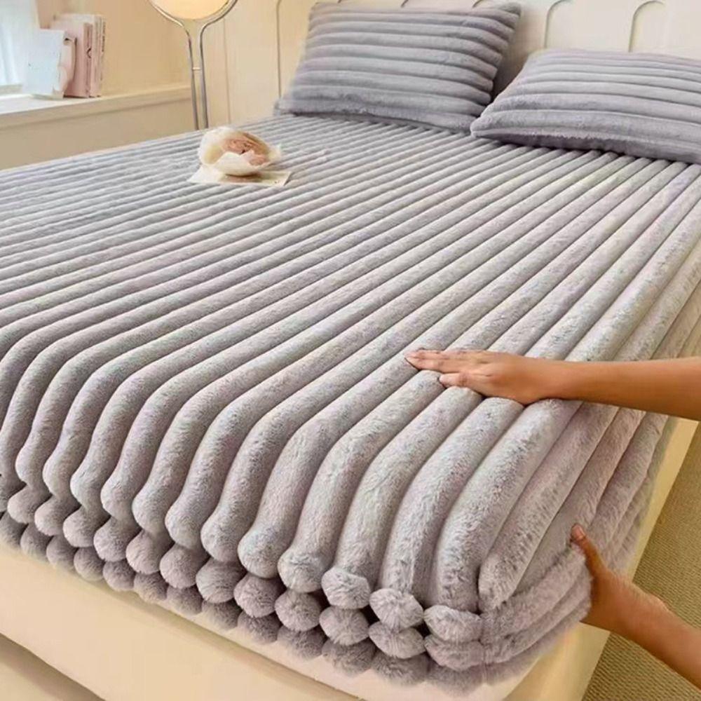 Bedding Accessory All-inclusive Mattress Cover Elastic Band Warm Winter Bed Sheet Solid Color Washable Fitted Sheet Bedroom