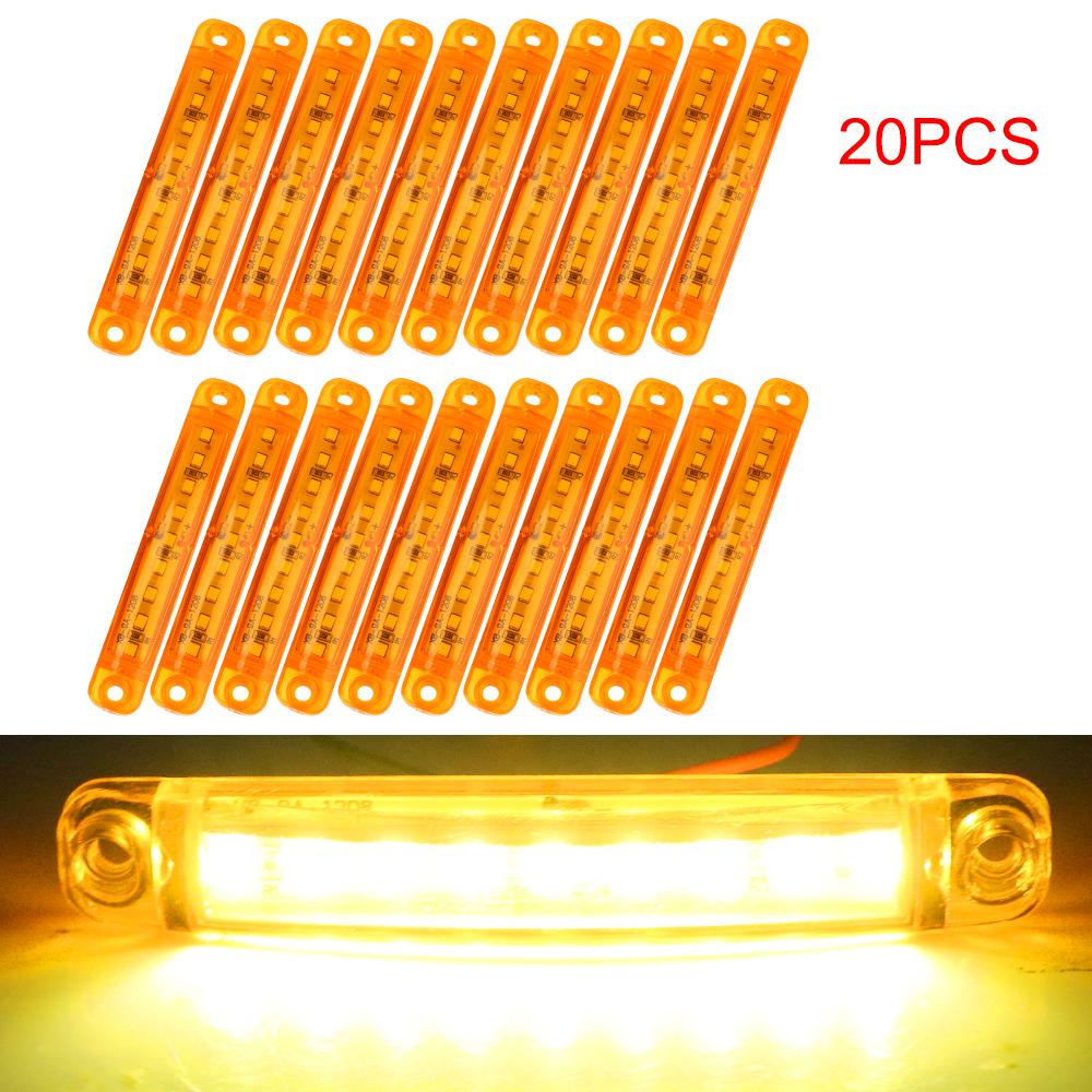 

20 шт./компл. 9 светодиодных ламп 12-24 В для габаритных огней автобуса, грузовика, прицепа, красные/белые/синие/желтые боковые габаритные огни, задние указатели поворота жёлтый