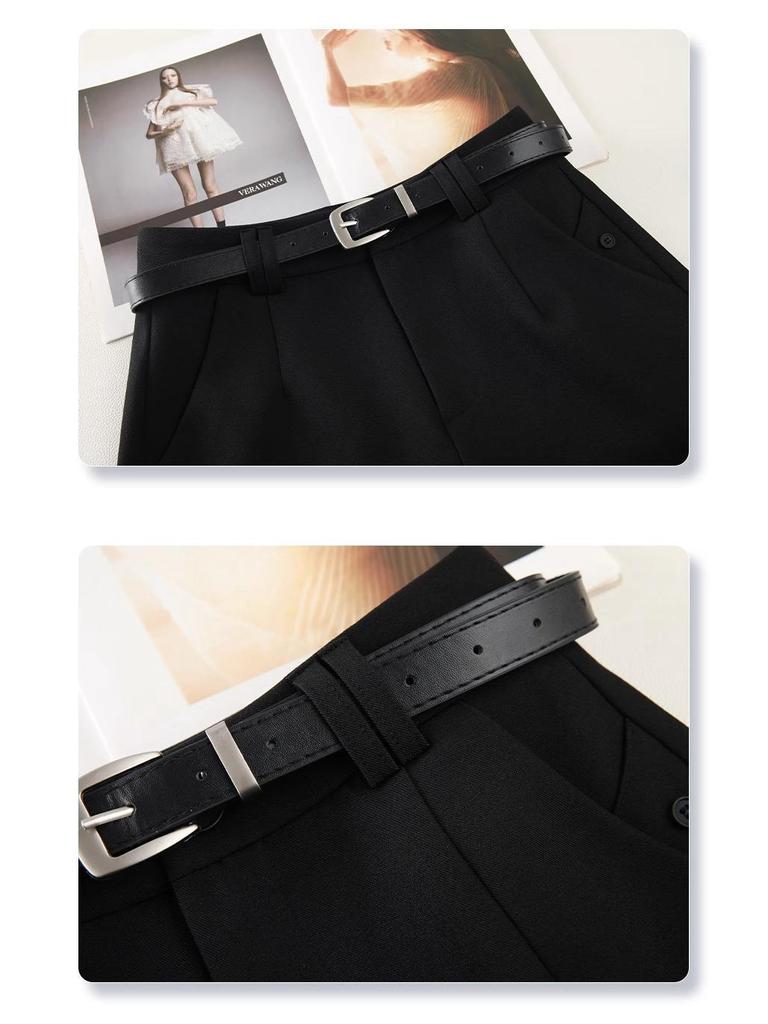 Damskie spodenki garniturowe A-line z wysokim stanem, Wiosna/Lato 2025 - Wszechstronne, Luźne, Wyszczuplające, Z szerokimi nogawkami, Styl Casual.