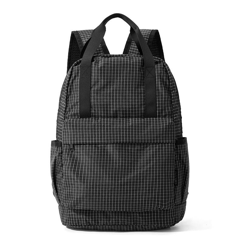 Cross-Border Plaid Large Capacity Foldable Hiking Backpack - Solid Casual Style