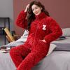 Pajamas Women's Winter Three-layer Thickened Models Fleece Coral Fleece Warm Padded Cotton Autumn and Winter Women's Loungewear