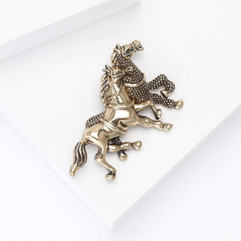 1 Piece 2-Color Animal Party Casual Brooch Pins Vintage Running Horses Brooches For Women Men Diy Accessories Gifts