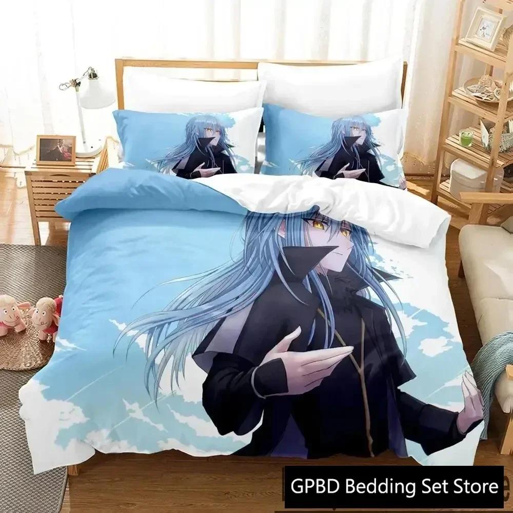 TenSura Rimuru That Time I Got Reincarnated As a Slime Beding Set 3D Printed Suitable for Bedrom Soft with Soft Fabric Duvet Cover Set Pilowcases