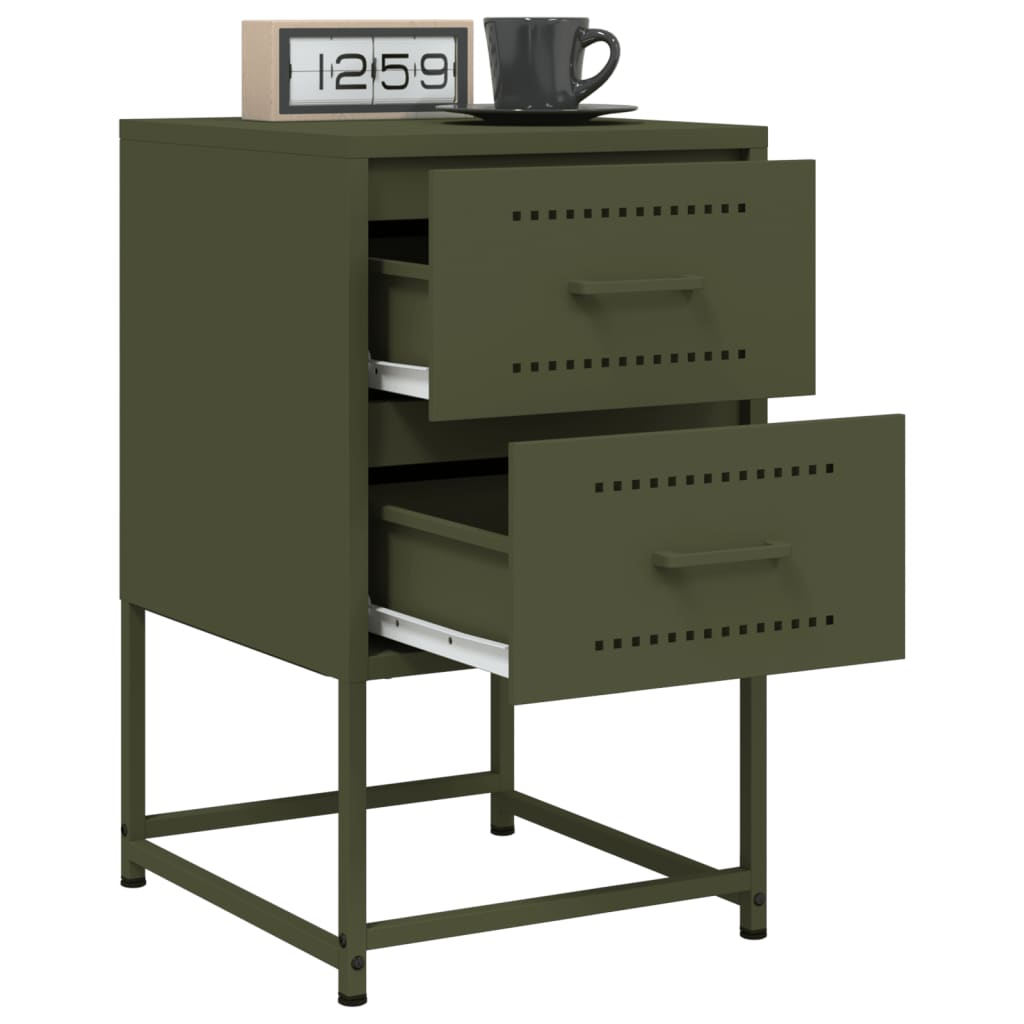 Nightstand Olive Green 36 X 39 X 60.5 Cm Steel