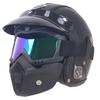 Retro Leather Motorcycle Half Helmet with Visor