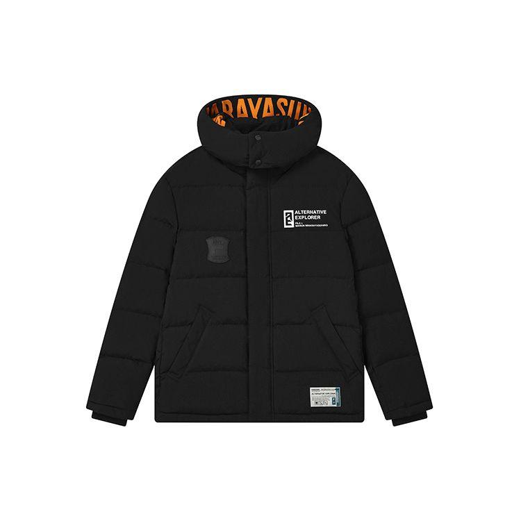 

FILA X MIHARA Logo Patch Fashion Loose Casual Warm Hooded Down Jacket Men Jackets Black F11M243905F-BK M