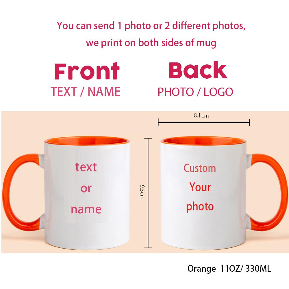Personalised Your Photo Mug, Custom NAME IMAGE TEXT Cup,Customize Coffee Mugs, Tea Cups, Mothers Day, Wedding Gift 9 COLOURS